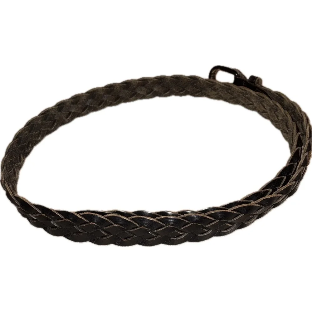 Vintage Braided Full Grain Cowhide Leather Belt Argentina Grunge Black 42
